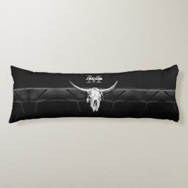 Rustiek Western Zwart-wit Bull Skull Monogram Lichaamskussen
