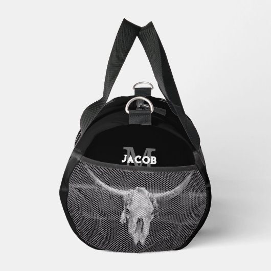 Rustiek Western Zwart-wit Bull Skull Monogram Plunjezak (Rechts)