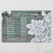 Rustiek westers landelijk wit kant turquoise schuu flyer (Achterkant)