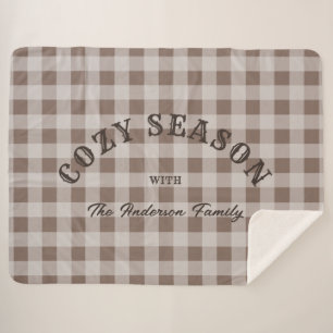 Rustiek Westers Schrift Aangepast Bruin Gingham Pa Sherpa Deken