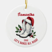 Rustiek White Country Cowboy Boots Ornament (Voorkant)