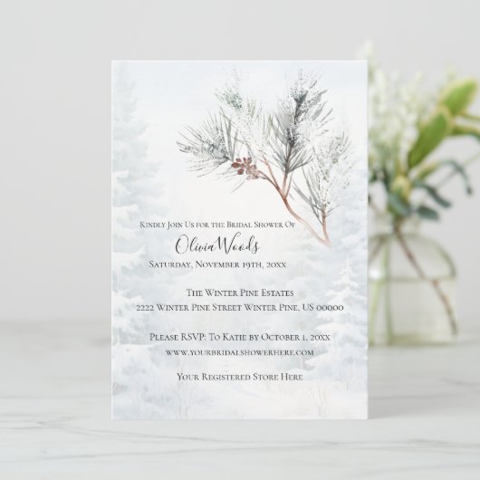 Rustiek White Winter Pine Vrijgezellenfeest Kaart (Staand voorkant)