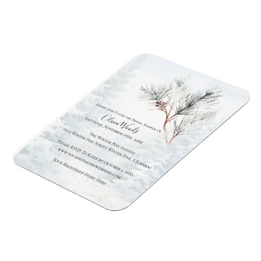 Rustiek White Winter Pine Vrijgezellenfeest Magneet (Linkerzijde)