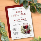 Rustiek wijnglas 60e verjaardag verrassingsfeest kaart