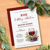 Rustiek wijnglas 70e verjaardag verrassingsfeest kaart