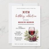 Rustiek wijnglas 70e verjaardag verrassingsfeest kaart (Voorkant)