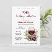 Rustiek wijnglas 70e verjaardag verrassingsfeest kaart (Staand voorkant)