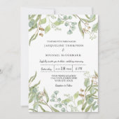 Rustiek wijnhuis Boho Eucalyptus groen bruiloft Kaart (Voorkant)