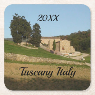 Rustiek wijnhuis Toscane italië goudbruin & groen Kartonnen Onderzetters