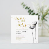 Rustiek Wild Poppy Zwart Wit Goud Vrijgezellenfees Kaart (Staand voorkant)