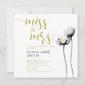 Rustiek Wild Poppy Zwart Wit Goud Vrijgezellenfees Kaart (Voorkant)