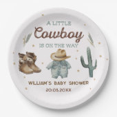 Rustiek Wild West Cowboy Baby shower Papieren Bordje (Voorkant)