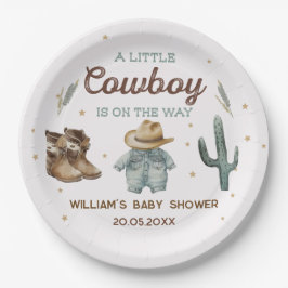 Rustiek Wild West Cowboy Baby shower Papieren Bordje