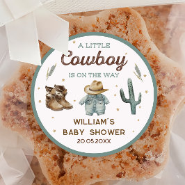 Rustiek Wild West Cowboy Baby shower Ronde Sticker