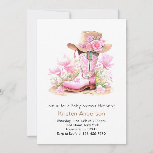 Rustiek Wild West Cowgirl Baby shower Kaart (Voorkant)