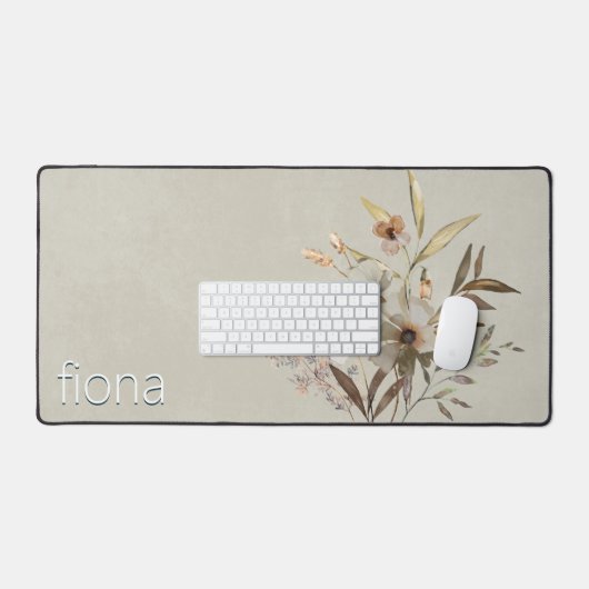 Rustiek Wildflower Boeket Sage Monogram Bureaumat (Keyboard & Muis)