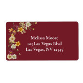 Rustiek wildflower bordeaux baby shower etiket (Voorkant)