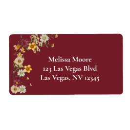 Rustiek wildflower bordeaux baby shower etiket