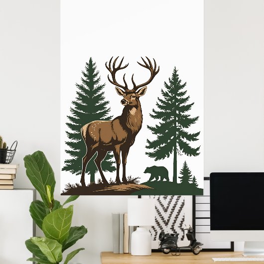 Rustiek Wildflower Botanisch Poster (Thuiskantoor)