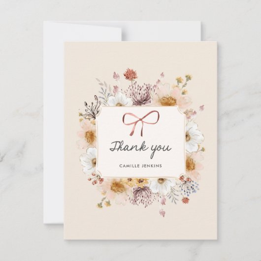 Rustiek Wildflower Meisje Baby shower Bedankkaart (Voorkant)