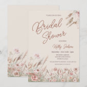 Rustiek Wildflower Pampas Grass Vrijgezellenfeest Kaart (Voorkant / Achterkant)