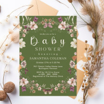 Rustiek Wildflower Thema Mos Groen Baby shower