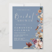 Rustiek Wildflower Thema Periwinkle Vrijgezellenfe Kaart (Voorkant)