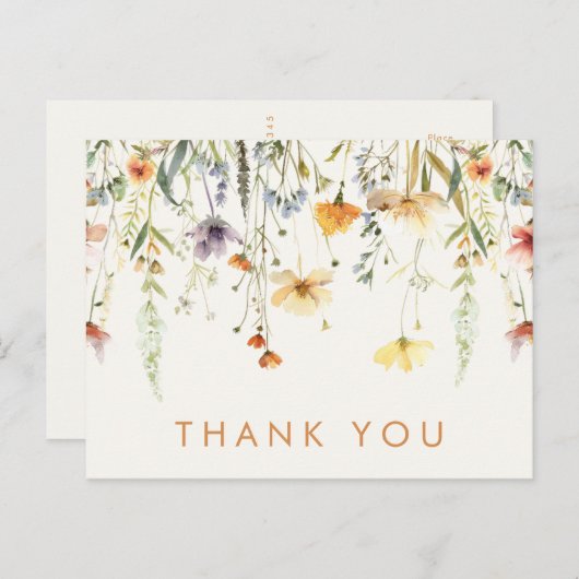 Rustiek Wildflower Vrijgezellenfeest Dank u Briefkaart (Voorkant / Achterkant)