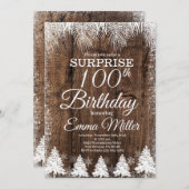 Rustiek Winter 100e Verjaardagsfeest Kaart (Voorkant / Achterkant)