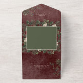 Rustiek Winter Berries & Pine Bourgondië Diner All In One Uitnodiging (Buitenkant)