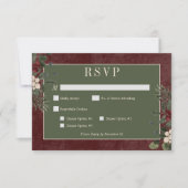 Rustiek Winter Berries & Pine Bourgondië Diner RSVP Kaartje (Voorkant)