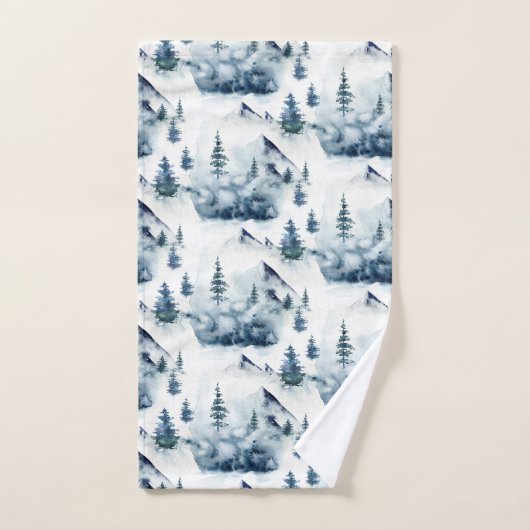 Rustiek Winter Blauw Berg Patroon Bad Handdoek (Handdoek)