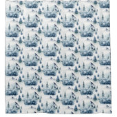 Rustiek Winter Blauw Berg Patroon Douchegordijn (Voorkant)