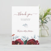 Rustiek winter bloemenvrijgezellenfeest dank u bedankkaart (Staand voorkant)