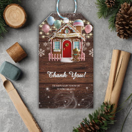 Rustiek Winter Gingerbread House Baby shower Cadeaulabel