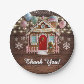 Rustiek Winter Gingerbread House Baby shower Papieren Bordje (Voorkant)
