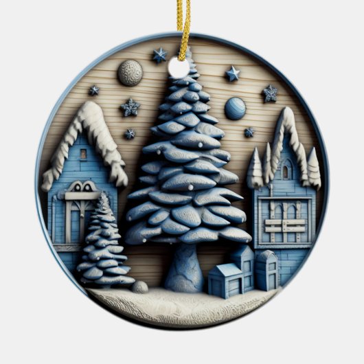 Rustiek Winter Village Ornament (Voorkant)