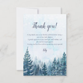 Rustiek Winter Waterverf Pijnboombos Baby shower Bedankkaart