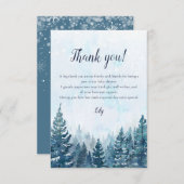 Rustiek Winter Waterverf Pijnboombos Baby shower Bedankkaart (Voorkant / Achterkant)