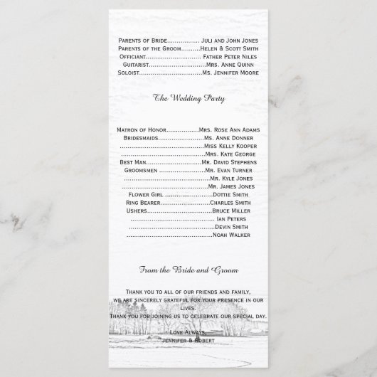 Rustiek Winter Wonderland Trouwprogramma Programmakaart (Achterkant)