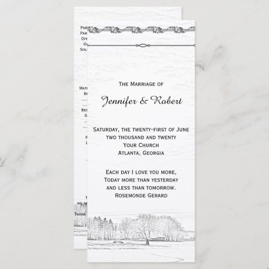 Rustiek Winter Wonderland Trouwprogramma Programmakaart (Voorkant / Achterkant)