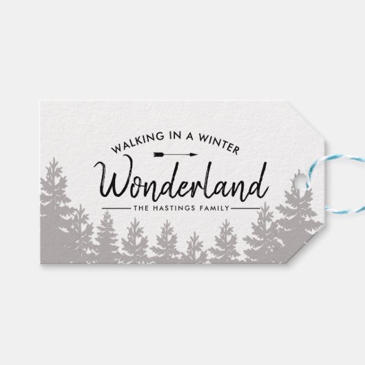Rustiek Winter Wonderland | Vakantie in Woodland Cadeaulabel (Voorkant (Horizontaal))
