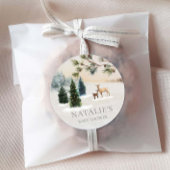 Rustiek Winter Woodland Baby shower Ronde Sticker