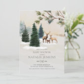 Rustiek Winter Woodland Geslacht Neutraal Baby sho Kaart (Staand voorkant)