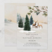 Rustiek Winter Woodland Geslacht Neutraal Baby sho Kaart (Voorkant / Achterkant)