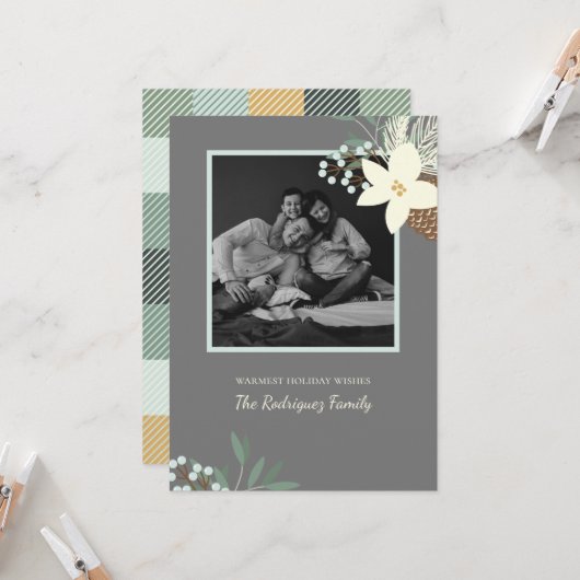 Rustiek winterblad plat 5 x 7 Wenskaart Kaart (Voorkant / Achterkant in situ)