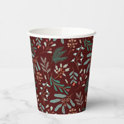 rustiek winterbladpatroon papieren bekers (Links)