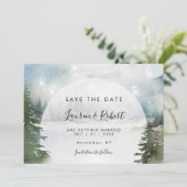 Rustiek winterbos Save the Date kaart uitnodiging (Staand voorkant)