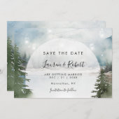Rustiek winterbos Save the Date kaart uitnodiging (Voorkant / Achterkant)