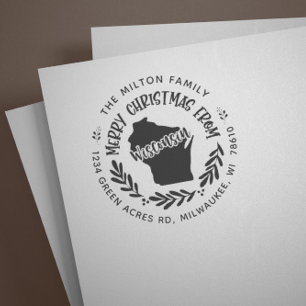Rustiek Wisconsin Vrolijk Kerstmis Retouradres Rubberstempel